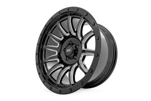 Wheel - Rough Country - 90 Series - Gloss Black w/Machined Spokes
